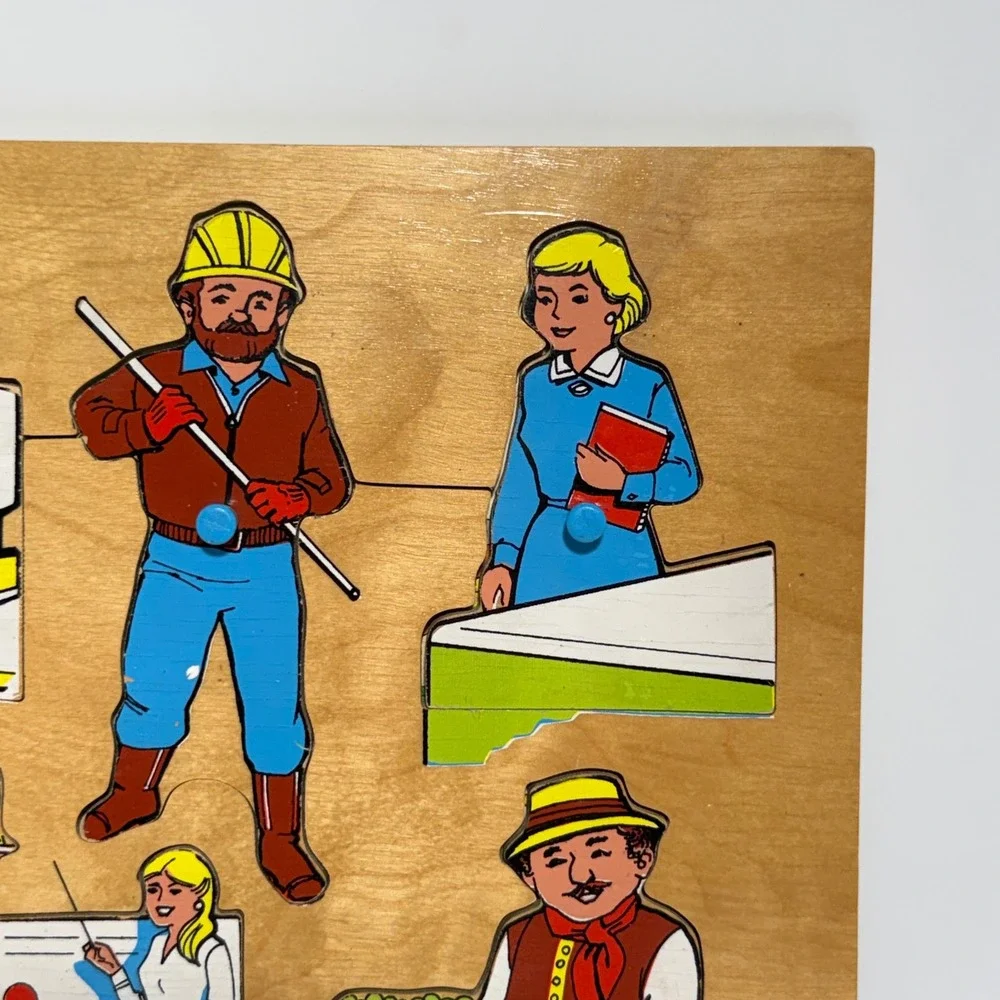 Vintage Lighthouse Toys Ltd Wooden Peg Puzzle 2170A Community Helpers Malta